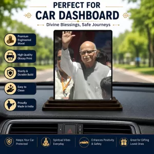 Car Dashboard Shree Lalkrishna Advani Wooden Photo Stand 3x4 Inches, Compact & Stylish Spiritual Display For Car, Home & Office (Pack Of 1) (F49342) Car Dashboard Shree Lalkrishna Advani Wooden Photo Stand 3x4 Inches, Compact & Stylish Spiritual Display For Car, Home & Office (Pack Of 1) (F49342)