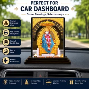 Car Dashboard Sai Baba Wooden Photo Stand 3x4 Inches, Compact & Stylish Spiritual Display For Car, Home & Office (Pack Of 1) (F49343) Car Dashboard Sai Baba Wooden Photo Stand 3x4 Inches, Compact & Stylish Spiritual Display For Car, Home & Office (Pack Of 1) (F49343)