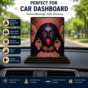 Car Dashboard Kali Wooden Photo Stand  3x4 Inches, Compact & Stylish Spiritual Display For Car, Home & Office (Pack Of 1) (F49345)
