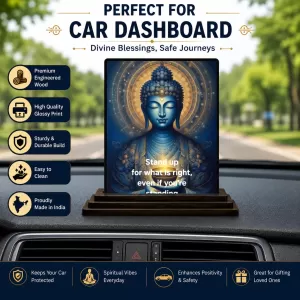 Car Dashboard Buddha Wooden Photo Stand 3x4 Inches, Compact & Stylish Spiritual Display For Car, Home & Office (Pack Of 1) (F49349) Car Dashboard Buddha Wooden Photo Stand 3x4 Inches, Compact & Stylish Spiritual Display For Car, Home & Office (Pack Of 1) (F49349)