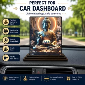 Car Dashboard Buddha Wooden Photo Stand 3x4 Inches, Compact & Stylish Spiritual Display For Car, Home & Office (Pack Of 1) (F49355) Car Dashboard Buddha Wooden Photo Stand 3x4 Inches, Compact & Stylish Spiritual Display For Car, Home & Office (Pack Of 1) (F49355)