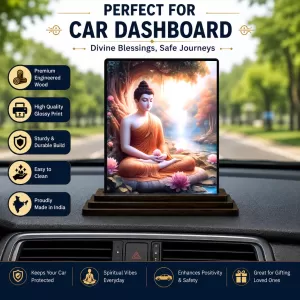 Car Dashboard Buddha Wooden Photo Stand 3x4 Inches, Compact & Stylish Spiritual Display For Car, Home & Office (Pack Of 1) (F49360) Car Dashboard Buddha Wooden Photo Stand 3x4 Inches, Compact & Stylish Spiritual Display For Car, Home & Office (Pack Of 1) (F49360)