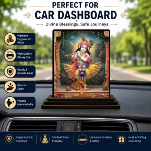 Car Dashboard Shree Krishna Wooden Photo Stand 3x4 Inches, Compact & Stylish Spiritual Display For Car, Home & Office (Pack Of 1) (F49361) Car Dashboard Shree Krishna Wooden Photo Stand 3x4 Inches, Compact & Stylish Spiritual Display For Car, Home & Office (Pack Of 1) (F49361)