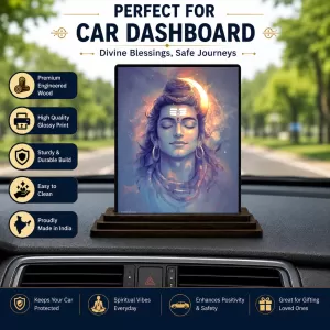 Car Dashboard Shiva Wooden Photo Stand 3x4 Inches, Compact & Stylish Spiritual Display For Car, Home & Office (Pack Of 1) (F49362) Car Dashboard Shiva Wooden Photo Stand 3x4 Inches, Compact & Stylish Spiritual Display For Car, Home & Office (Pack Of 1) (F49362)