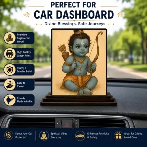 Car Dashboard Shree Krishna Wooden Photo Stand 3x4 Inches, Compact & Stylish Spiritual Display For Car, Home & Office (Pack Of 1) (F49367) Car Dashboard Shree Krishna Wooden Photo Stand 3x4 Inches, Compact & Stylish Spiritual Display For Car, Home & Office (Pack Of 1) (F49367)