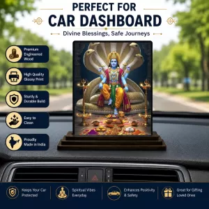Car Dashboard Lord Vishnu Wooden Photo Stand 3x4 Inches, Compact & Stylish Spiritual Display For Car, Home & Office (Pack Of 1) (F49378) Car Dashboard Lord Vishnu Wooden Photo Stand 3x4 Inches, Compact & Stylish Spiritual Display For Car, Home & Office (Pack Of 1) (F49378)