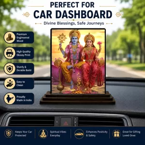 Car Dashboard Lakshmi And Vishnu Wooden Photo Stand 3x4 Inches, Compact & Stylish Spiritual Display For Car, Home & Office (Pack Of 1) (F49380) Car Dashboard Lakshmi And Vishnu Wooden Photo Stand 3x4 Inches, Compact & Stylish Spiritual Display For Car, Home & Office (Pack Of 1) (F49380)