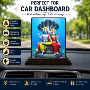 Car Dashboard Vishnu And Lakshmi Wooden Photo Stand 3x4 Inches, Compact & Stylish Spiritual Display For Car, Home & Office (Pack Of 1) (F49383) Car Dashboard Vishnu And Lakshmi Wooden Photo Stand 3x4 Inches, Compact & Stylish Spiritual Display For Car, Home & Office (Pack Of 1) (F49383)
