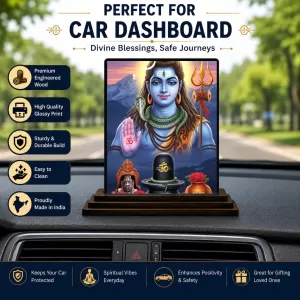 Car Dashboard Shiva Wooden Photo Stand 3x4 Inches, Compact & Stylish Spiritual Display For Car, Home & Office (Pack Of 1) (F49384) Car Dashboard Shiva Wooden Photo Stand 3x4 Inches, Compact & Stylish Spiritual Display For Car, Home & Office (Pack Of 1) (F49384)