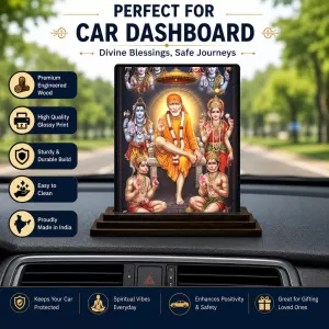 Car Dashboard Sai Baba Wooden Photo Stand 3x4 Inches, Compact & Stylish Spiritual Display For Car, Home & Office (Pack Of 1) (F49389) Car Dashboard Sai Baba Wooden Photo Stand 3x4 Inches, Compact & Stylish Spiritual Display For Car, Home & Office (Pack Of 1) (F49389)