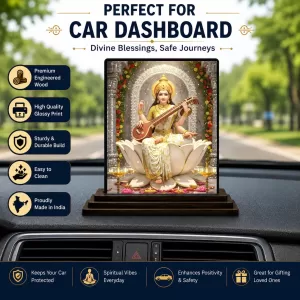 Car Dashboard Saraswati Wooden Photo Stand 3x4 Inches, Compact & Stylish Spiritual Display For Car, Home & Office (Pack Of 1) (F49401) Car Dashboard Saraswati Wooden Photo Stand 3x4 Inches, Compact & Stylish Spiritual Display For Car, Home & Office (Pack Of 1) (F49401)