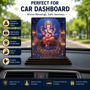 Car Dashboard Ganesha Wooden Photo Stand 3x4 Inches, Compact & Stylish Spiritual Display For Car, Home & Office (Pack Of 1) (F49403) Car Dashboard Ganesha Wooden Photo Stand 3x4 Inches, Compact & Stylish Spiritual Display For Car, Home & Office (Pack Of 1) (F49403)