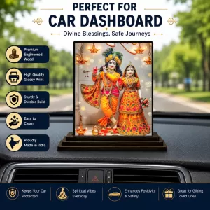Car Dashboard Radha Krishna Wooden Photo Stand 3x4 Inches, Compact & Stylish Spiritual Display For Car, Home & Office (Pack Of 1) (F49422) Car Dashboard Radha Krishna Wooden Photo Stand 3x4 Inches, Compact & Stylish Spiritual Display For Car, Home & Office (Pack Of 1) (F49422)