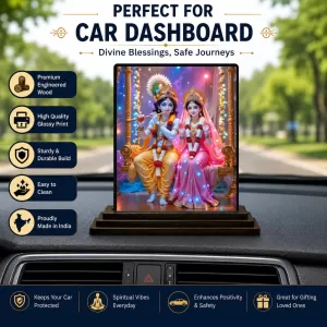 Car Dashboard Radha Krishna Wooden Photo Stand 3x4 Inches, Compact & Stylish Spiritual Display For Car, Home & Office (Pack Of 1) (F49429) Car Dashboard Radha Krishna Wooden Photo Stand 3x4 Inches, Compact & Stylish Spiritual Display For Car, Home & Office (Pack Of 1) (F49429)