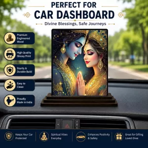 Car Dashboard Shree Radha And Shree Krishna Wooden Photo Stand 3x4 Inches, Compact & Stylish Spiritual Display For Car, Home & Office (Pack Of 1) (F49430) Car Dashboard Shree Radha And Shree Krishna Wooden Photo Stand 3x4 Inches, Compact & Stylish Spiritual Display For Car, Home & Office (Pack Of 1) (F49430)