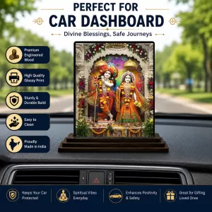 Car Dashboard Krishna And Radha Wooden Photo Stand 3x4 Inches, Compact & Stylish Spiritual Display For Car, Home & Office (Pack Of 1) (F49432) Car Dashboard Krishna And Radha Wooden Photo Stand 3x4 Inches, Compact & Stylish Spiritual Display For Car, Home & Office (Pack Of 1) (F49432)
