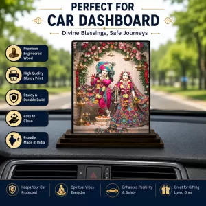 Car Dashboard Krishna And Radha Wooden Photo Stand 3x4 Inches, Compact & Stylish Spiritual Display For Car, Home & Office (Pack Of 1) (F49433) Car Dashboard Krishna And Radha Wooden Photo Stand 3x4 Inches, Compact & Stylish Spiritual Display For Car, Home & Office (Pack Of 1) (F49433)