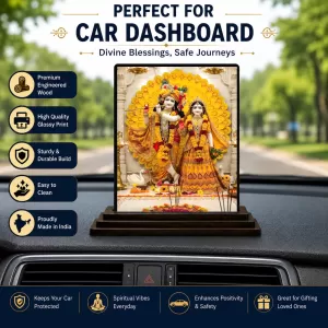 Car Dashboard Radha Krishna Wooden Photo Stand 3x4 Inches, Compact & Stylish Spiritual Display For Car, Home & Office (Pack Of 1) (F49435) Car Dashboard Radha Krishna Wooden Photo Stand 3x4 Inches, Compact & Stylish Spiritual Display For Car, Home & Office (Pack Of 1) (F49435)
