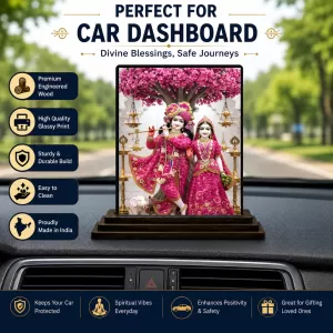 Car Dashboard Radha Krishna Wooden Photo Stand 3x4 Inches, Compact & Stylish Spiritual Display For Car, Home & Office (Pack Of 1) (F49436) Car Dashboard Radha Krishna Wooden Photo Stand 3x4 Inches, Compact & Stylish Spiritual Display For Car, Home & Office (Pack Of 1) (F49436)