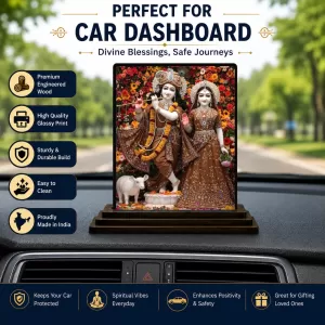 Car Dashboard Krishna And Radha Wooden Photo Stand 3x4 Inches, Compact & Stylish Spiritual Display For Car, Home & Office (Pack Of 1) (F49438) Car Dashboard Krishna And Radha Wooden Photo Stand 3x4 Inches, Compact & Stylish Spiritual Display For Car, Home & Office (Pack Of 1) (F49438)