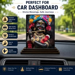 Car Dashboard Krishna Wooden Photo Stand 3x4 Inches, Compact & Stylish Spiritual Display For Car, Home & Office (Pack Of 1) (F49442) Car Dashboard Krishna Wooden Photo Stand 3x4 Inches, Compact & Stylish Spiritual Display For Car, Home & Office (Pack Of 1) (F49442)