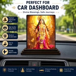 Car Dashboard Durga Wooden Photo Stand 3x4 Inches, Compact & Stylish Spiritual Display For Car, Home & Office (Pack Of 1) (F49445) Car Dashboard Durga Wooden Photo Stand 3x4 Inches, Compact & Stylish Spiritual Display For Car, Home & Office (Pack Of 1) (F49445)