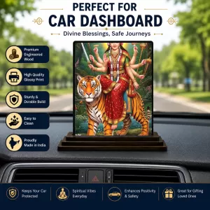 Car Dashboard Durga Wooden Photo Stand 3x4 Inches, Compact & Stylish Spiritual Display For Car, Home & Office (Pack Of 1) (F49446) Car Dashboard Durga Wooden Photo Stand 3x4 Inches, Compact & Stylish Spiritual Display For Car, Home & Office (Pack Of 1) (F49446)