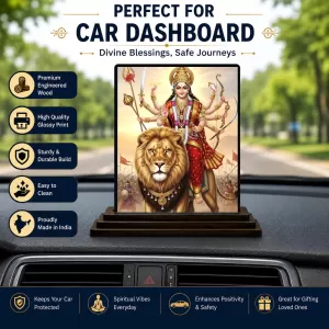 Car Dashboard Durga Wooden Photo Stand 3x4 Inches, Compact & Stylish Spiritual Display For Car, Home & Office (Pack Of 1) (F49447) Car Dashboard Durga Wooden Photo Stand 3x4 Inches, Compact & Stylish Spiritual Display For Car, Home & Office (Pack Of 1) (F49447)
