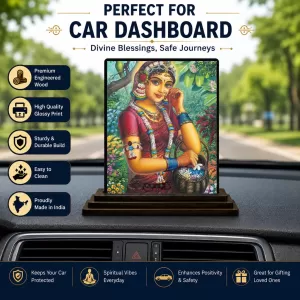 Car Dashboard Radha Wooden Photo Stand 3x4 Inches, Compact & Stylish Spiritual Display For Car, Home & Office (Pack Of 1) (F49453) Car Dashboard Radha Wooden Photo Stand 3x4 Inches, Compact & Stylish Spiritual Display For Car, Home & Office (Pack Of 1) (F49453)