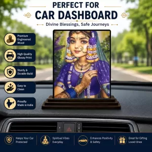 Car Dashboard Shree Radha Wooden Photo Stand 3x4 Inches, Compact & Stylish Spiritual Display For Car, Home & Office (Pack Of 1) (F49454) Car Dashboard Shree Radha Wooden Photo Stand 3x4 Inches, Compact & Stylish Spiritual Display For Car, Home & Office (Pack Of 1) (F49454)