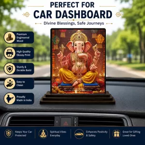 Car Dashboard Ganesha Wooden Photo Stand 3x4 Inches, Compact & Stylish Spiritual Display For Car, Home & Office (Pack Of 1) (F49457) Car Dashboard Ganesha Wooden Photo Stand 3x4 Inches, Compact & Stylish Spiritual Display For Car, Home & Office (Pack Of 1) (F49457)