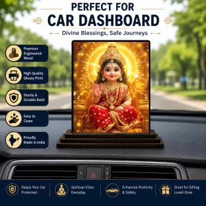 Car Dashboard Lakshmi Wooden Photo Stand 3x4 Inches, Compact & Stylish Spiritual Display For Car, Home & Office (Pack Of 1) (F49458) Car Dashboard Lakshmi Wooden Photo Stand 3x4 Inches, Compact & Stylish Spiritual Display For Car, Home & Office (Pack Of 1) (F49458)
