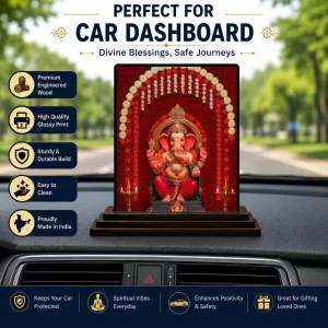 Car Dashboard Ganesha Wooden Photo Stand 3x4 Inches, Compact & Stylish Spiritual Display For Car, Home & Office (Pack Of 1) (F49464) Car Dashboard Ganesha Wooden Photo Stand 3x4 Inches, Compact & Stylish Spiritual Display For Car, Home & Office (Pack Of 1) (F49464)