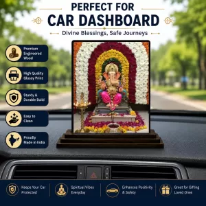 Car Dashboard Ganesha Wooden Photo Stand 3x4 Inches, Compact & Stylish Spiritual Display For Car, Home & Office (Pack Of 1) (F49466) Car Dashboard Ganesha Wooden Photo Stand 3x4 Inches, Compact & Stylish Spiritual Display For Car, Home & Office (Pack Of 1) (F49466)