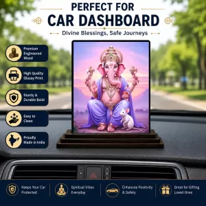 Car Dashboard Ganesha Wooden Photo Stand 3x4 Inches, Compact & Stylish Spiritual Display For Car, Home & Office (Pack Of 1) (F49468) Car Dashboard Ganesha Wooden Photo Stand 3x4 Inches, Compact & Stylish Spiritual Display For Car, Home & Office (Pack Of 1) (F49468)