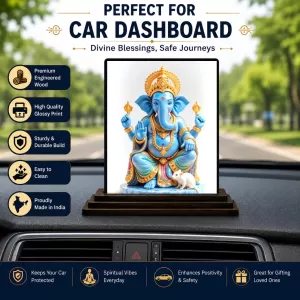 Car Dashboard Ganesha Wooden Photo Stand 3x4 Inches, Compact & Stylish Spiritual Display For Car, Home & Office (Pack Of 1) (F49469) Car Dashboard Ganesha Wooden Photo Stand 3x4 Inches, Compact & Stylish Spiritual Display For Car, Home & Office (Pack Of 1) (F49469)