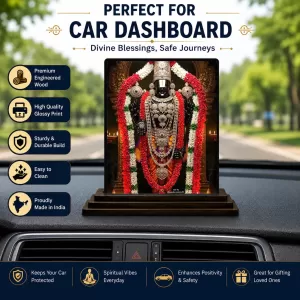 Car Dashboard Lord Venkateswara Wooden Photo Stand 3x4 Inches, Compact & Stylish Spiritual Display For Car, Home & Office (Pack Of 1) (F49471) Car Dashboard Lord Venkateswara Wooden Photo Stand 3x4 Inches, Compact & Stylish Spiritual Display For Car, Home & Office (Pack Of 1) (F49471)