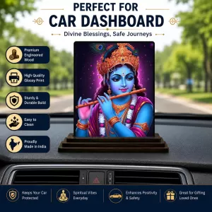 Car Dashboard Lord Krishna Wooden Photo Stand 3x4 Inches, Compact & Stylish Spiritual Display For Car, Home & Office (Pack Of 1) (F49474) Car Dashboard Lord Krishna Wooden Photo Stand 3x4 Inches, Compact & Stylish Spiritual Display For Car, Home & Office (Pack Of 1) (F49474)