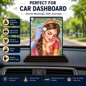 Car Dashboard Radha Wooden Photo Stand 3x4 Inches, Compact & Stylish Spiritual Display For Car, Home & Office (Pack Of 1) (F49476) Car Dashboard Radha Wooden Photo Stand 3x4 Inches, Compact & Stylish Spiritual Display For Car, Home & Office (Pack Of 1) (F49476)