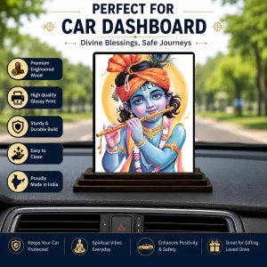 Car Dashboard Krishna Wooden Photo Stand 3x4 Inches, Compact & Stylish Spiritual Display For Car, Home & Office (Pack Of 1) (F49477) Car Dashboard Krishna Wooden Photo Stand 3x4 Inches, Compact & Stylish Spiritual Display For Car, Home & Office (Pack Of 1) (F49477)