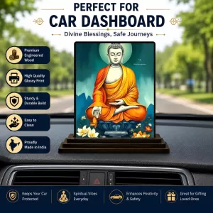 Car Dashboard Buddha Wooden Photo Stand 3x4 Inches, Compact & Stylish Spiritual Display For Car, Home & Office (Pack Of 1) (F49480) Car Dashboard Buddha Wooden Photo Stand 3x4 Inches, Compact & Stylish Spiritual Display For Car, Home & Office (Pack Of 1) (F49480)