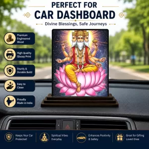 Car Dashboard Brahma Wooden Photo Stand 3x4 Inches, Compact & Stylish Spiritual Display For Car, Home & Office (Pack Of 1) (F49486) Car Dashboard Brahma Wooden Photo Stand 3x4 Inches, Compact & Stylish Spiritual Display For Car, Home & Office (Pack Of 1) (F49486)