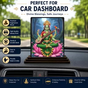 Car Dashboard Saraswati Wooden Photo Stand 3x4 Inches, Compact & Stylish Spiritual Display For Car, Home & Office (Pack Of 1) (F49488) Car Dashboard Saraswati Wooden Photo Stand 3x4 Inches, Compact & Stylish Spiritual Display For Car, Home & Office (Pack Of 1) (F49488)