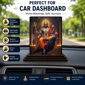 Car Dashboard Shiva Wooden Photo Stand  3x4 Inches, Compact & Stylish Spiritual Display For Car, Home & Office (Pack Of 1) (F49491)