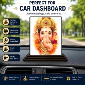 Car Dashboard Ganesha Wooden Photo Stand 3x4 Inches, Compact & Stylish Spiritual Display For Car, Home & Office (Pack Of 1) (F49494) Car Dashboard Ganesha Wooden Photo Stand 3x4 Inches, Compact & Stylish Spiritual Display For Car, Home & Office (Pack Of 1) (F49494)