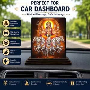 Car Dashboard Surya Wooden Photo Stand  3x4 Inches, Compact & Stylish Spiritual Display For Car, Home & Office (Pack Of 1) (F49500)