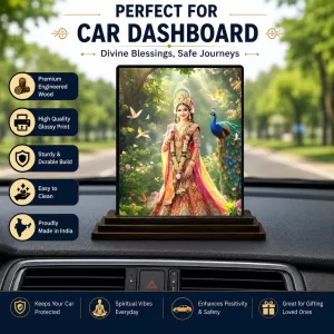 Car Dashboard Radha Wooden Photo Stand 3x4 Inches, Compact & Stylish Spiritual Display For Car, Home & Office (Pack Of 1) (F49503) Car Dashboard Radha Wooden Photo Stand 3x4 Inches, Compact & Stylish Spiritual Display For Car, Home & Office (Pack Of 1) (F49503)
