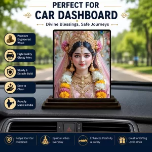 Car Dashboard Radha Wooden Photo Stand 3x4 Inches, Compact & Stylish Spiritual Display For Car, Home & Office (Pack Of 1) (F49505) Car Dashboard Radha Wooden Photo Stand 3x4 Inches, Compact & Stylish Spiritual Display For Car, Home & Office (Pack Of 1) (F49505)