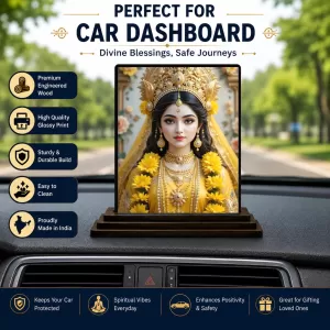 Car Dashboard Goddess Lakshmi Wooden Photo Stand 3x4 Inches, Compact & Stylish Spiritual Display For Car, Home & Office (Pack Of 1) (F49506) Car Dashboard Goddess Lakshmi Wooden Photo Stand 3x4 Inches, Compact & Stylish Spiritual Display For Car, Home & Office (Pack Of 1) (F49506)