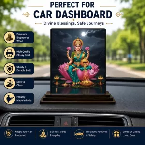 Car Dashboard Lakshmi Wooden Photo Stand 3x4 Inches, Compact & Stylish Spiritual Display For Car, Home & Office (Pack Of 1) (F49510) Car Dashboard Lakshmi Wooden Photo Stand 3x4 Inches, Compact & Stylish Spiritual Display For Car, Home & Office (Pack Of 1) (F49510)